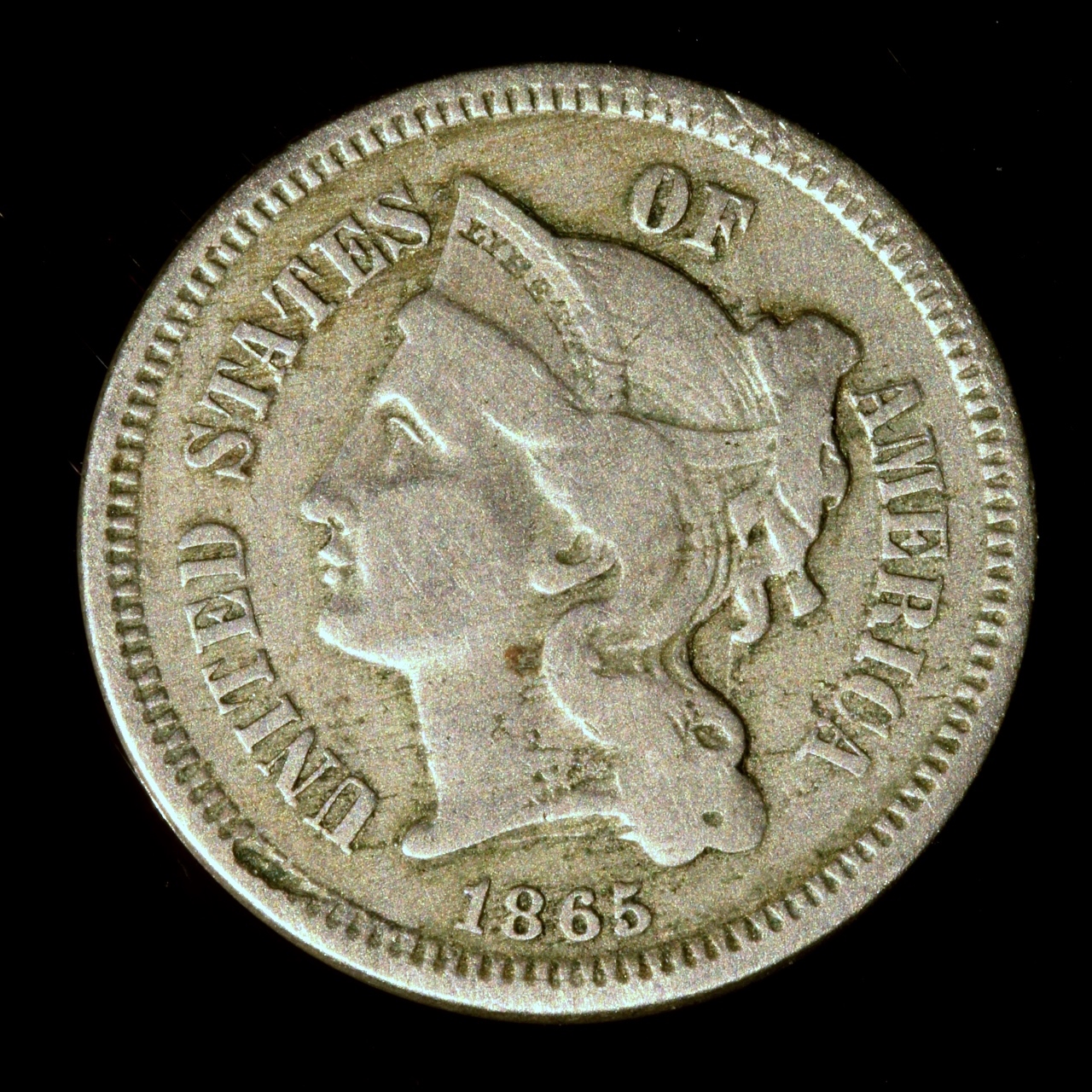 1865 Nickel 3 Cents, VF-30